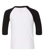 BELLA + CANVAS 3200T - Toddler Three-Quarter Sleeve Baseball Tee - White/ Black