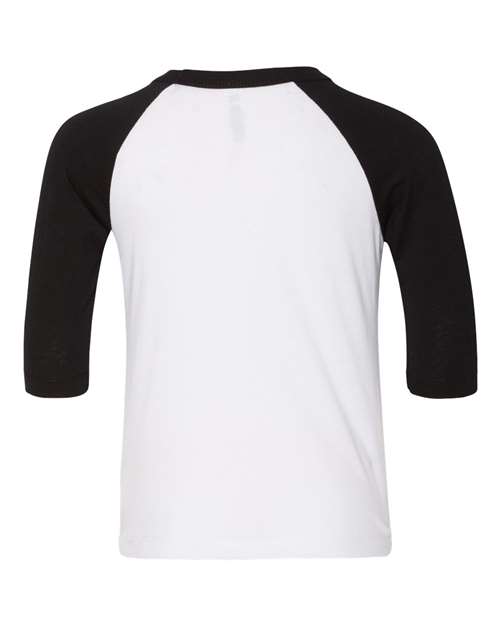 BELLA + CANVAS 3200T - Toddler Three-Quarter Sleeve Baseball Tee - White/ Black