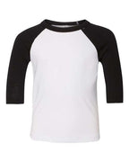 BELLA + CANVAS 3200T - Toddler Three-Quarter Sleeve Baseball Tee - White/ Black