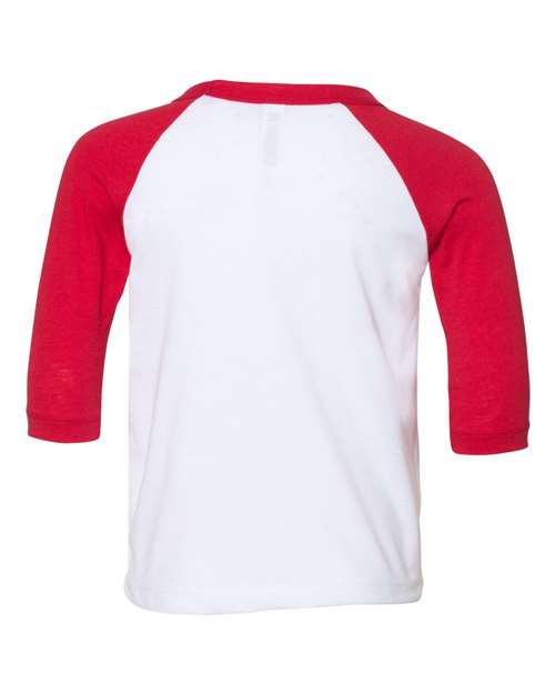 BELLA + CANVAS 3200T - Toddler Three-Quarter Sleeve Baseball Tee - White/ Red