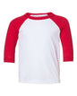 BELLA + CANVAS 3200T - Toddler Three-Quarter Sleeve Baseball Tee - White/ Red