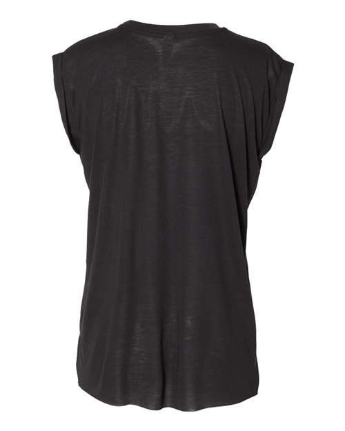 BELLA + CANVAS 8804 - Womens Flowy Rolled Cuffs Muscle Tee - Black