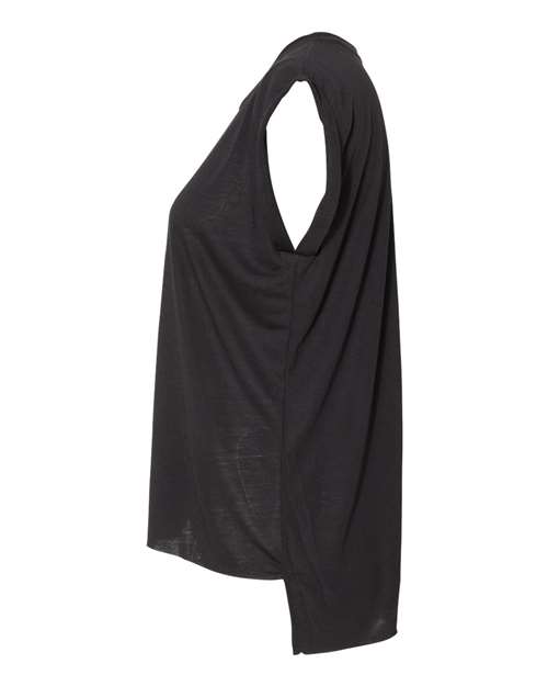 BELLA + CANVAS 8804 - Womens Flowy Rolled Cuffs Muscle Tee - Black