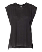 BELLA + CANVAS 8804 - Womens Flowy Rolled Cuffs Muscle Tee - Black
