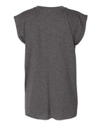 BELLA + CANVAS 8804 - Womens Flowy Rolled Cuffs Muscle Tee - Dark Grey Heather