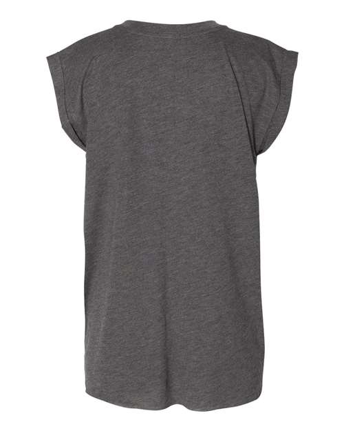 BELLA + CANVAS 8804 - Womens Flowy Rolled Cuffs Muscle Tee - Dark Grey Heather