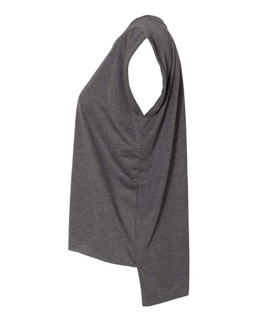 BELLA + CANVAS 8804 - Womens Flowy Rolled Cuffs Muscle Tee - Dark Grey Heather
