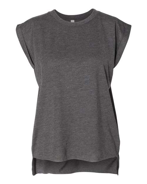 BELLA + CANVAS 8804 - Womens Flowy Rolled Cuffs Muscle Tee - Dark Grey Heather