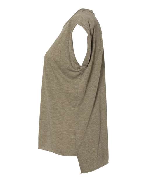BELLA + CANVAS 8804 - Womens Flowy Rolled Cuffs Muscle Tee - Heather Olive