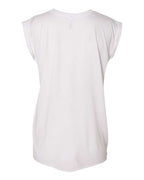 BELLA + CANVAS 8804 - Womens Flowy Rolled Cuffs Muscle Tee - White