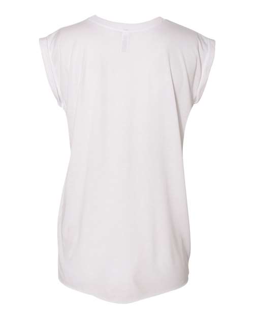 BELLA + CANVAS 8804 - Womens Flowy Rolled Cuffs Muscle Tee - White