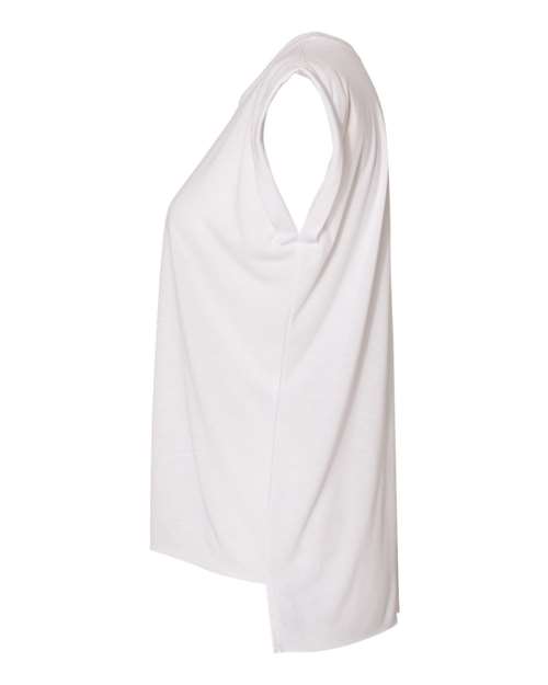 BELLA + CANVAS 8804 - Womens Flowy Rolled Cuffs Muscle Tee - White