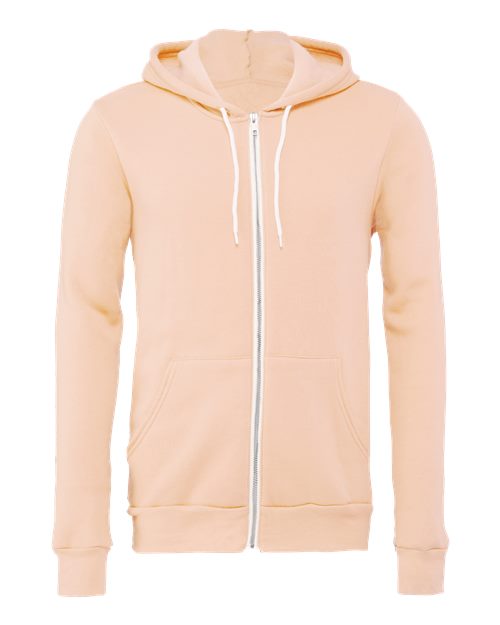 BELLA + CANVAS 3739 - Unisex Sponge Fleece Full-Zip Hoodie Sweatshirt - Peach
