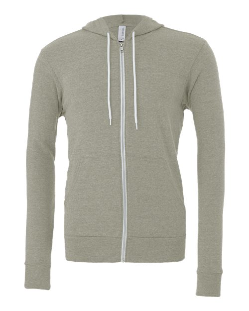 BELLA + CANVAS 3739 - Unisex Sponge Fleece Full-Zip Hoodie Sweatshirt - Heather Stone