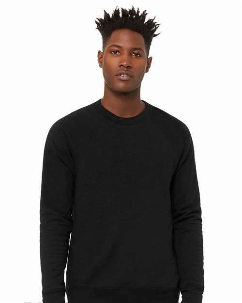 BELLA + CANVAS 3901 - Unisex Sponge Fleece Raglan Crewneck Sweatshirt - Black Heather