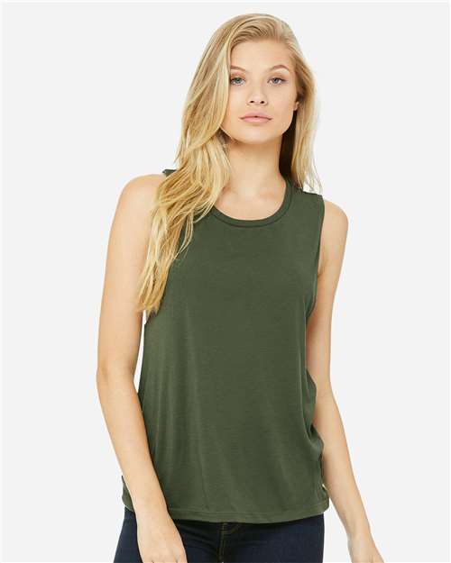 BELLA + CANVAS 8803 - Women's Flowy Scoop Muscle Tank - Military Green