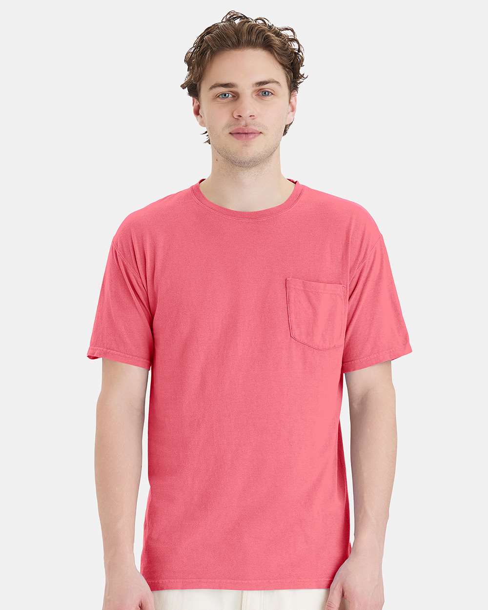 ComfortWash by Hanes GDH150 - Unisex Garment-Dyed Pocket T-Shirt — Coral Craze