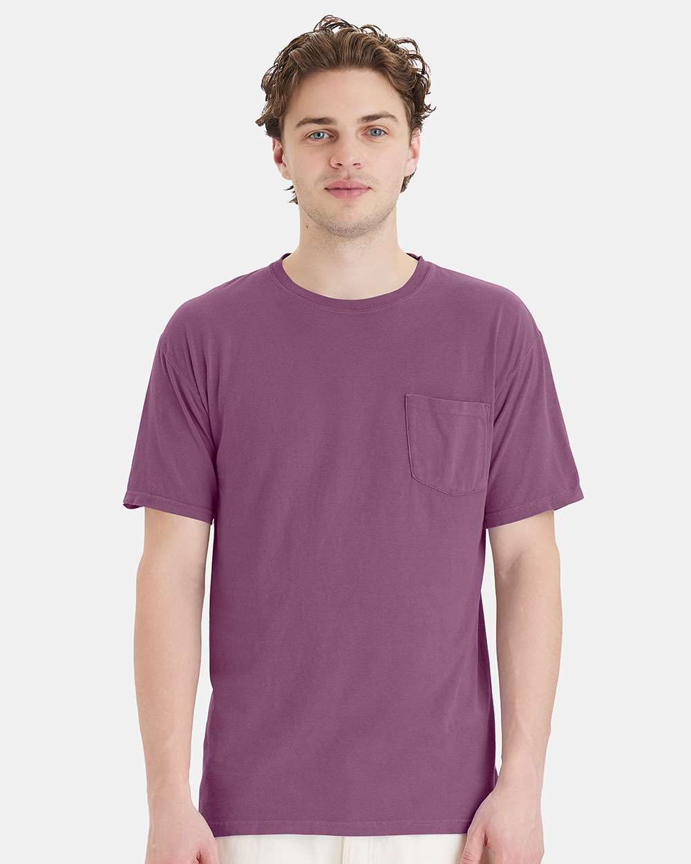 ComfortWash by Hanes GDH150 - Unisex Garment-Dyed Pocket T-Shirt — Purple Plum Raisin