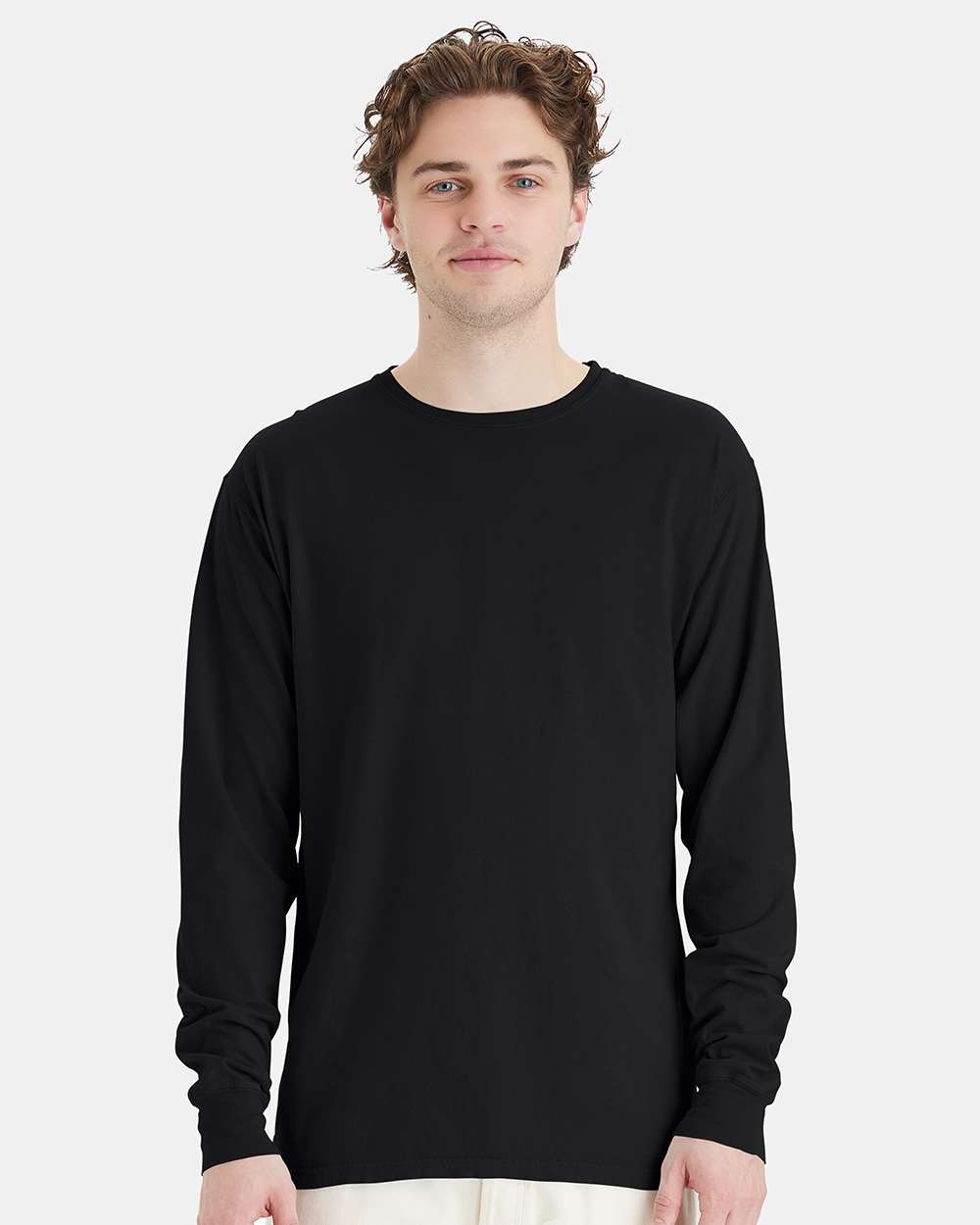 ComfortWash by Hanes GDH200 - Unisex Garment-Dyed Long Sleeve T-Shirt — Black