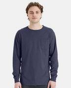 ComfortWash by Hanes GDH250 - Unisex Garment-Dyed Long Sleeve T-Shirt With a Pocket — Anchor Slate