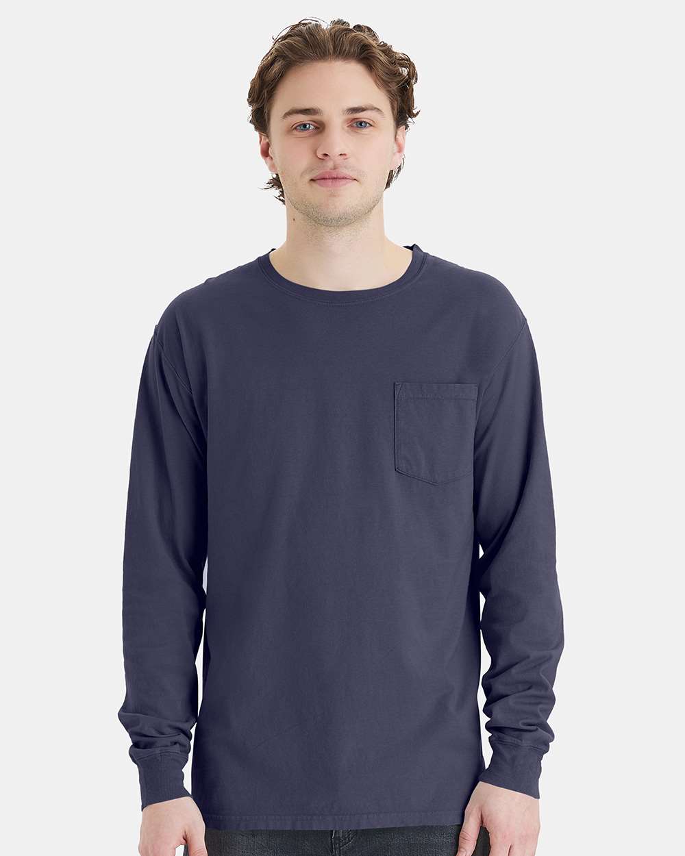 ComfortWash by Hanes GDH250 - Unisex Garment-Dyed Long Sleeve T-Shirt With a Pocket — Anchor Slate