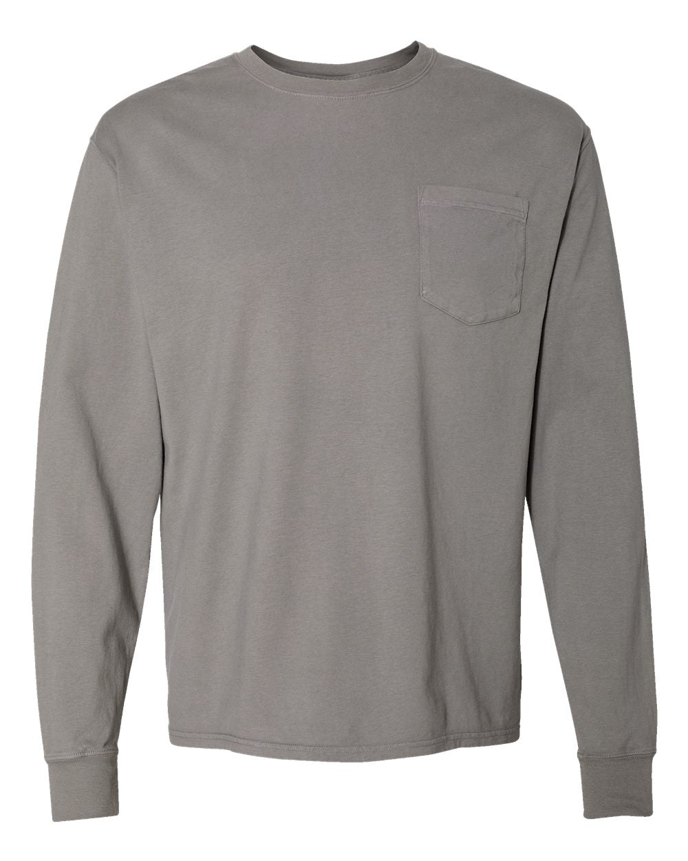 ComfortWash by Hanes GDH250 - Unisex Garment-Dyed Long Sleeve T-Shirt With a Pocket — Concrete Grey (flat)