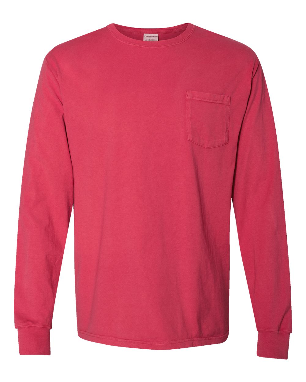 ComfortWash by Hanes GDH250 - Unisex Garment-Dyed Long Sleeve T-Shirt With a Pocket — Crimson Fall (flat)