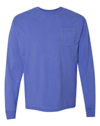 ComfortWash by Hanes GDH250 - Unisex Garment-Dyed Long Sleeve T-Shirt With a Pocket — Deep Forte Blue (flat)