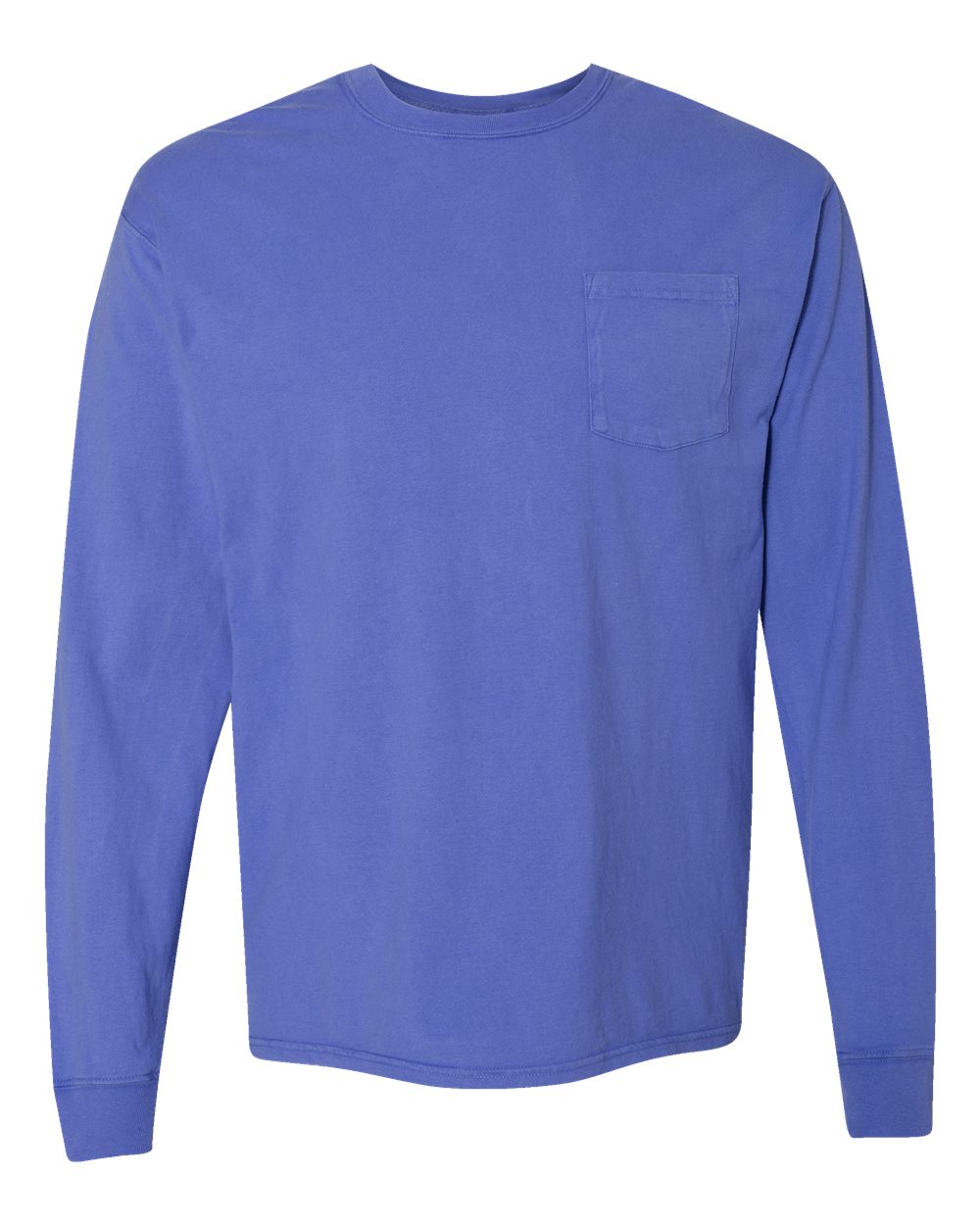 ComfortWash by Hanes GDH250 - Unisex Garment-Dyed Long Sleeve T-Shirt With a Pocket — Deep Forte Blue (flat)
