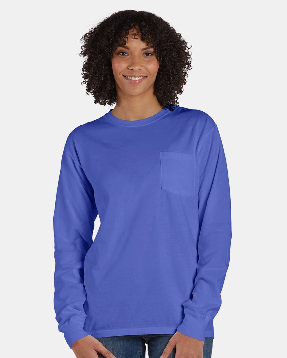 ComfortWash by Hanes GDH250 - Unisex Garment-Dyed Long Sleeve T-Shirt With a Pocket — Deep Forte Blue