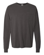 ComfortWash by Hanes GDH250 - Unisex Garment-Dyed Long Sleeve T-Shirt With a Pocket — New Railroad Grey (flat)