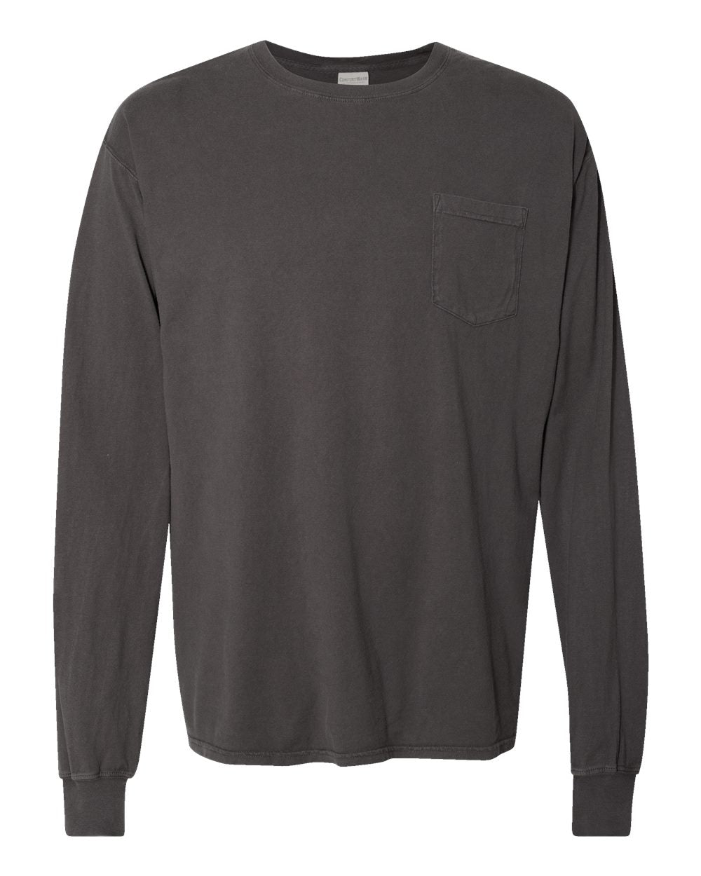 ComfortWash by Hanes GDH250 - Unisex Garment-Dyed Long Sleeve T-Shirt With a Pocket — New Railroad Grey (flat)