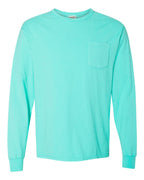 ComfortWash by Hanes GDH250 - Unisex Garment-Dyed Long Sleeve T-Shirt With a Pocket — Mint (flat)