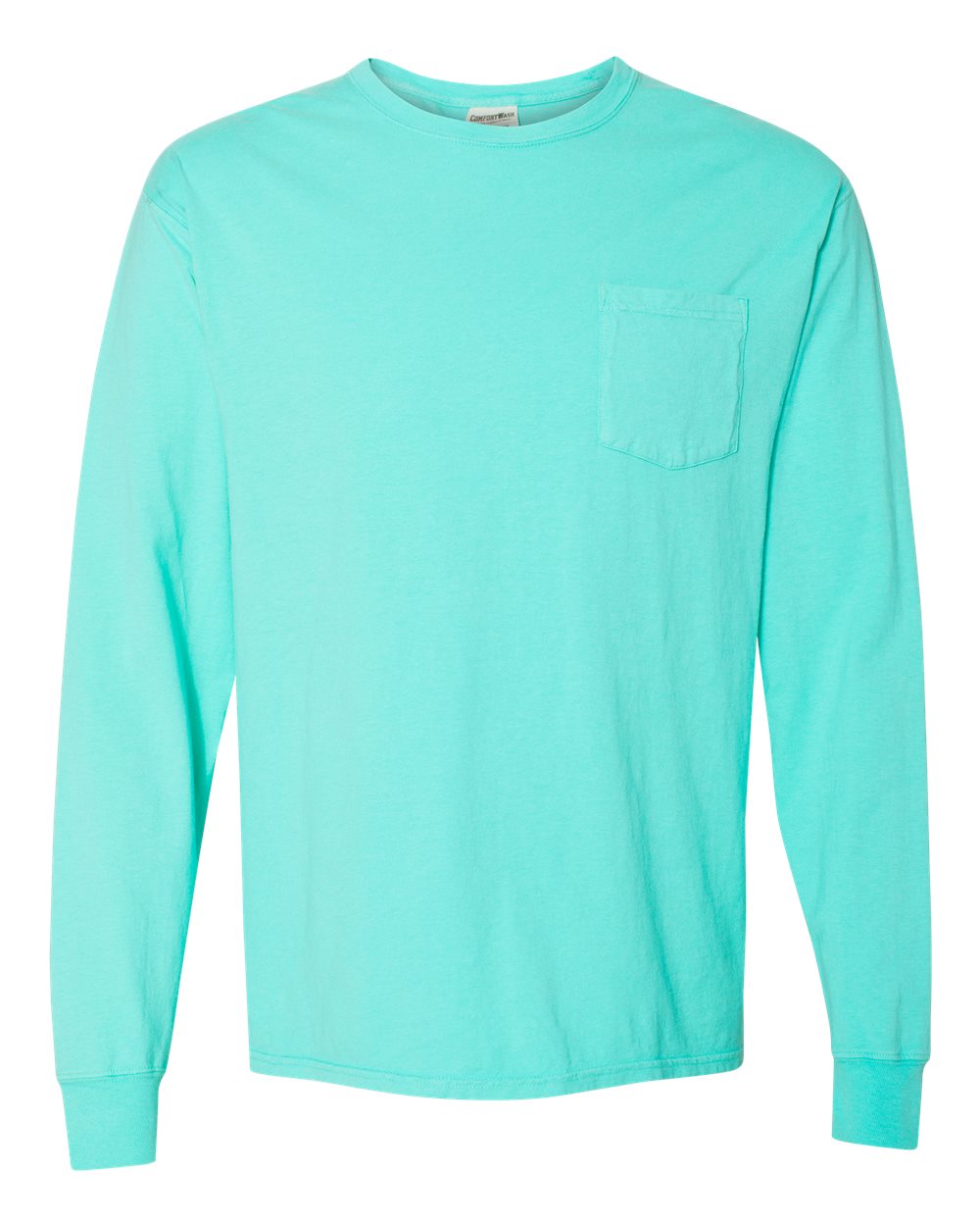 ComfortWash by Hanes GDH250 - Unisex Garment-Dyed Long Sleeve T-Shirt With a Pocket — Mint (flat)