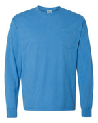 ComfortWash by Hanes GDH250 - Unisex Garment-Dyed Long Sleeve T-Shirt With a Pocket — Summer Sky Blue (flat)