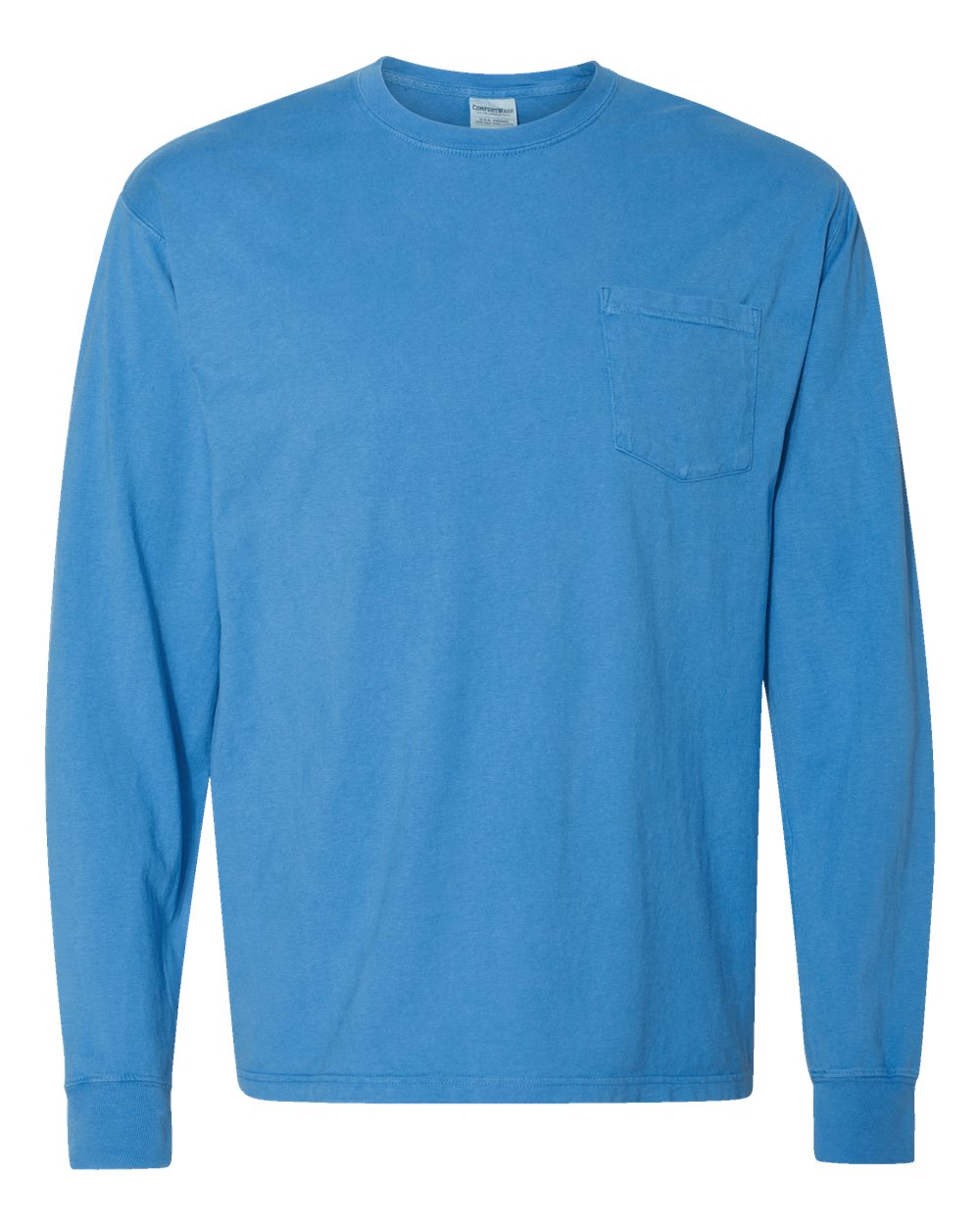 ComfortWash by Hanes GDH250 - Unisex Garment-Dyed Long Sleeve T-Shirt With a Pocket — Summer Sky Blue (flat)
