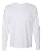 ComfortWash by Hanes GDH250 - Unisex Garment-Dyed Long Sleeve T-Shirt With a Pocket — White (flat)