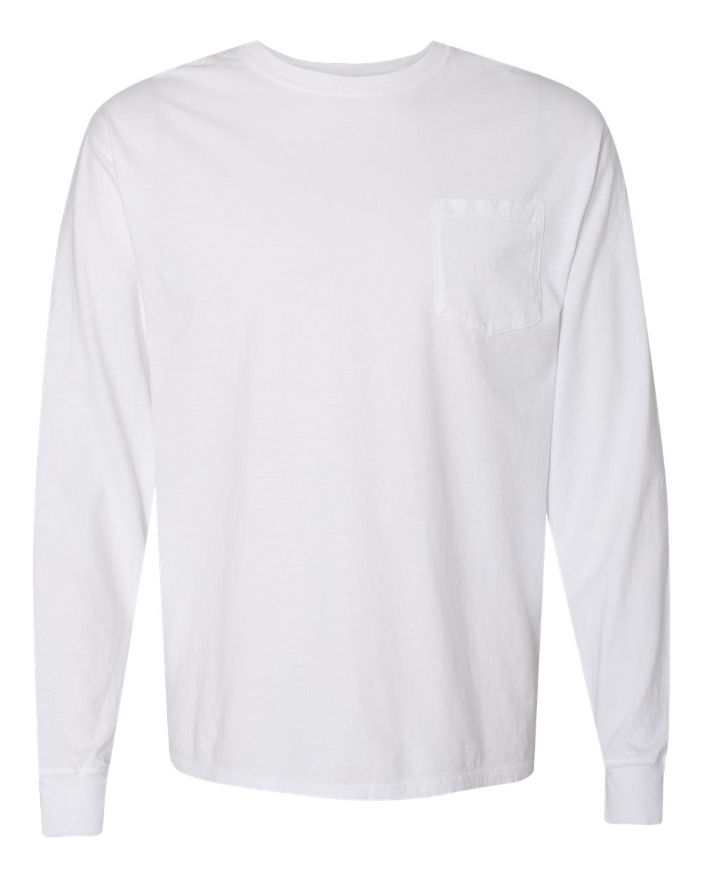 ComfortWash by Hanes GDH250 - Unisex Garment-Dyed Long Sleeve T-Shirt With a Pocket — White (flat)