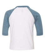 BELLA + CANVAS 3200T - Toddler Three-Quarter Sleeve Baseball Tee - White/ Denim