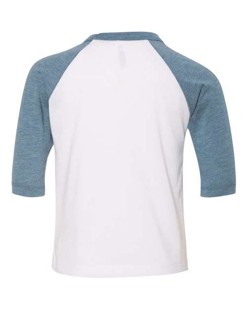 BELLA + CANVAS 3200T - Toddler Three-Quarter Sleeve Baseball Tee - White/ Denim