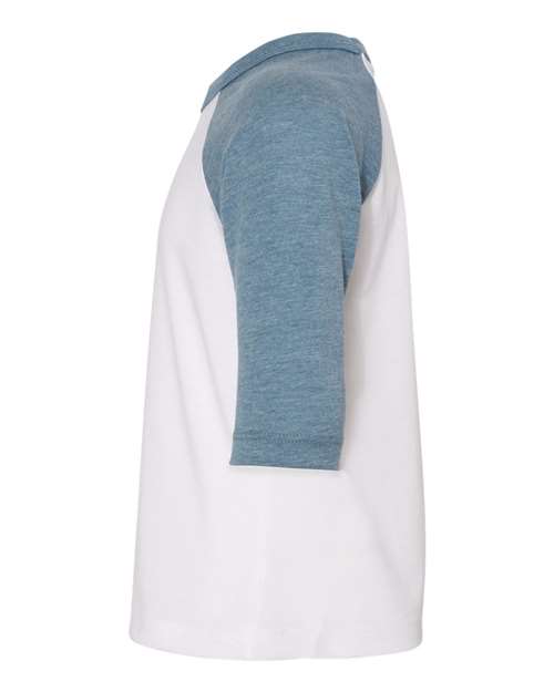 BELLA + CANVAS 3200T - Toddler Three-Quarter Sleeve Baseball Tee - White/ Denim