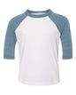 BELLA + CANVAS 3200T - Toddler Three-Quarter Sleeve Baseball Tee - White/ Denim