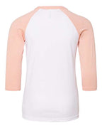 BELLA + CANVAS 3200Y - Youth Three-Quarter Sleeve Baseball Tee - White/ Heather Peach