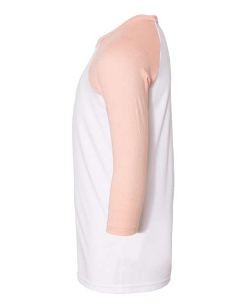 BELLA + CANVAS 3200Y - Youth Three-Quarter Sleeve Baseball Tee - White/ Heather Peach