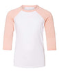 BELLA + CANVAS 3200Y - Youth Three-Quarter Sleeve Baseball Tee - White/ Heather Peach