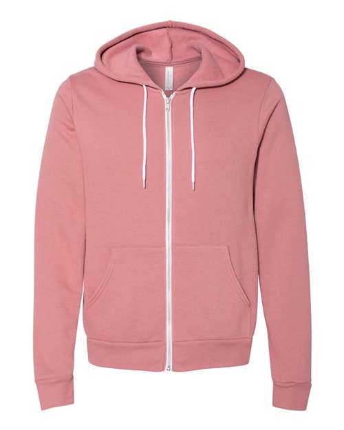 BELLA + CANVAS 3739 - Unisex Sponge Fleece Full-Zip Hoodie Sweatshirt - Mauve