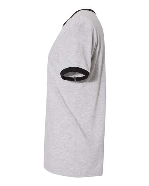 Next Level 3604 - Unisex Cotton Ringer T-Shirt - Heather Grey/ Black