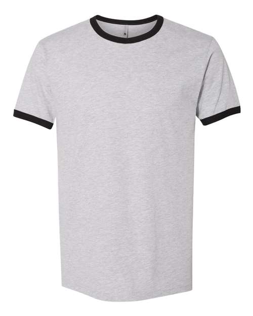 Next Level 3604 - Unisex Cotton Ringer T-Shirt - Heather Grey/ Black