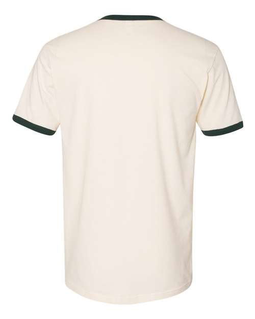 Next Level 3604 - Unisex Cotton Ringer T-Shirt - Natural/ Forest Green