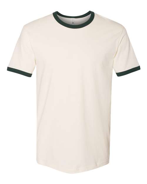 Next Level 3604 - Unisex Cotton Ringer T-Shirt - Natural/ Forest Green